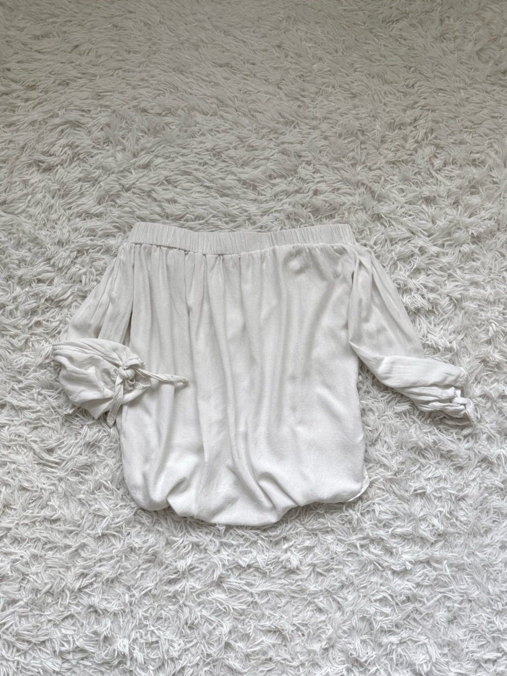 Old Navy Off-the-Shoulder White Blouse with Tie Sleeves